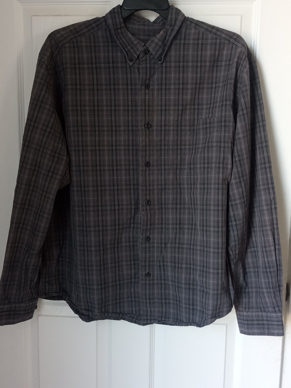 Eddie Bauer Dark Gray Plaid Button-Down Shirt